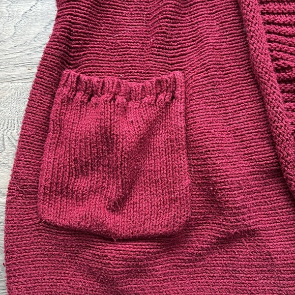 Angel of the North | Anthropologie Burgundy Knit Cardigan with Pockets - Picture 5 of 13